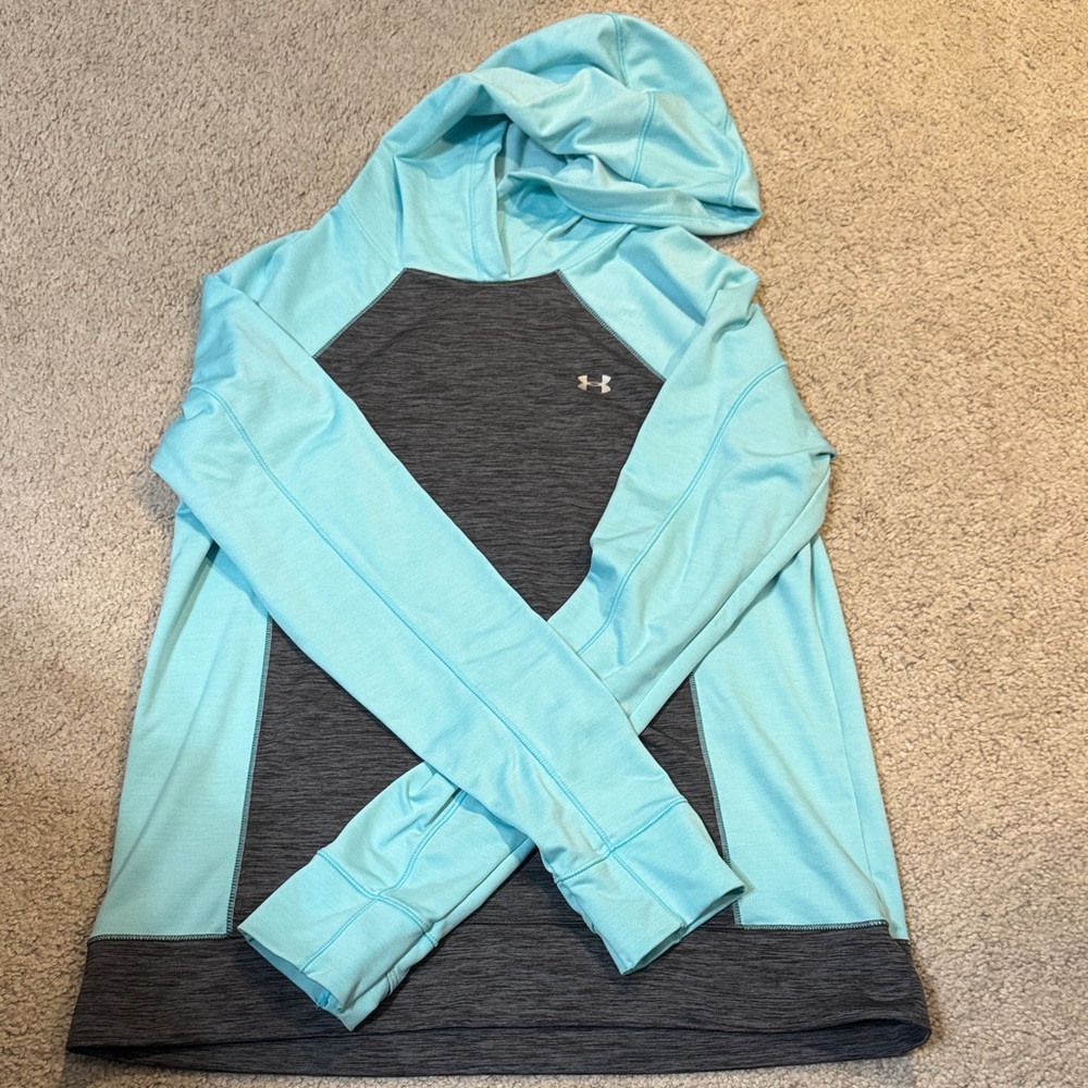 Under Armour Women's Light Blue and Dark Gray Hoodie
